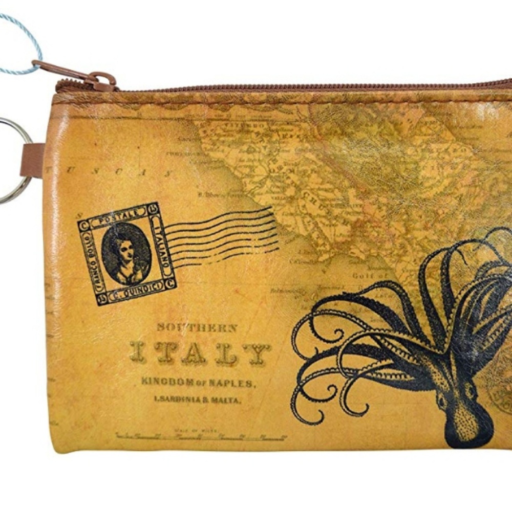 Vintage Italy Map Coin Purse Keychain
